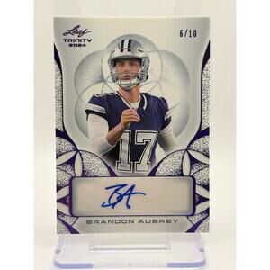 2024 Leaf Trinity Football Brandon Aubrey Purple Auto 6/10 SP Dallas Cowboys